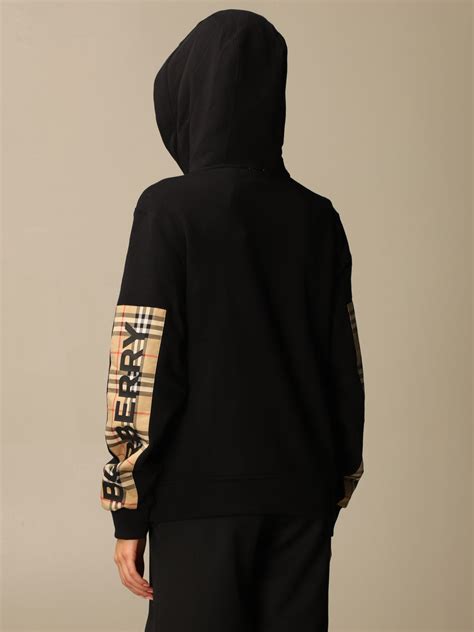 felpa con zip burberry|Felpa Burberry oversize in cotone con inserti check .